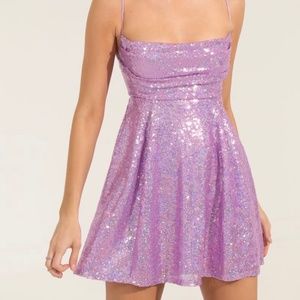 BRAND NEW Lucy in the Sky Nicki Iridescent Dress in Purple S